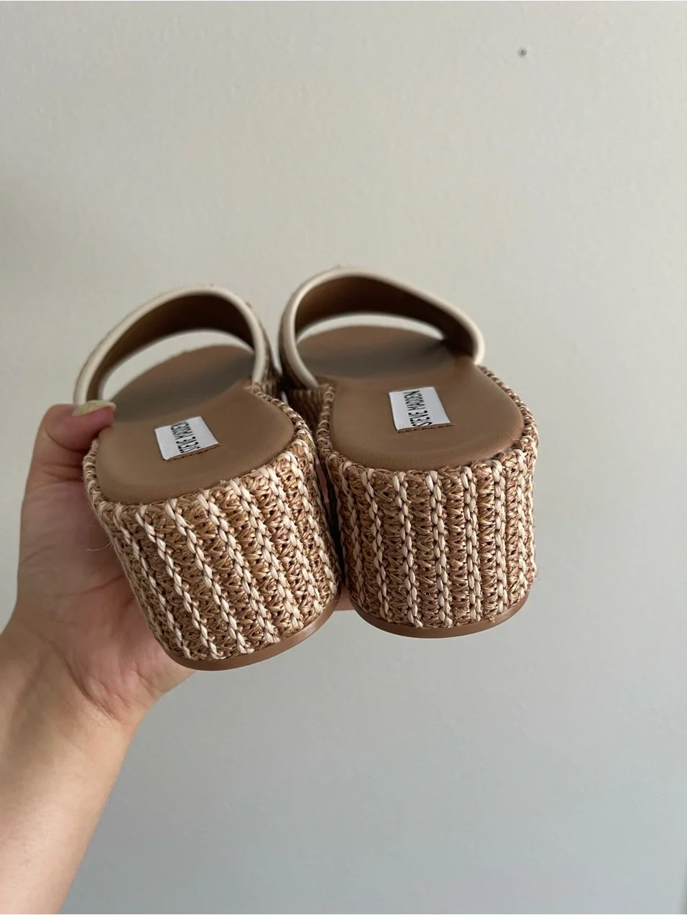 Steve Madden Natural Woven Platform Slide Mules